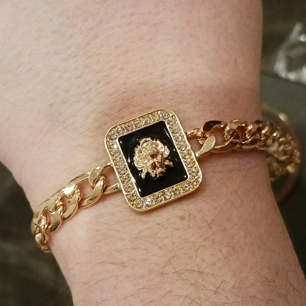 Gold & Black Lion Head Bracelet